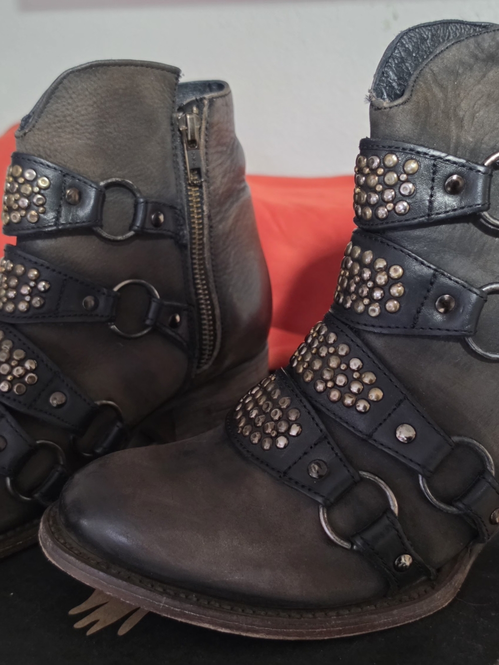 Freebird by Steven Black Studded Leather Ankle Booties